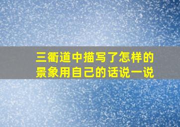 三衢道中描写了怎样的景象用自己的话说一说