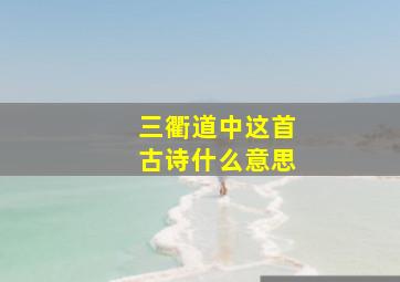 三衢道中这首古诗什么意思