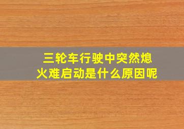 三轮车行驶中突然熄火难启动是什么原因呢