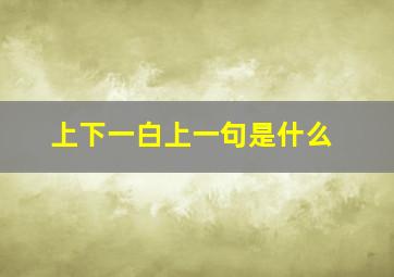 上下一白上一句是什么