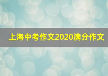 上海中考作文2020满分作文