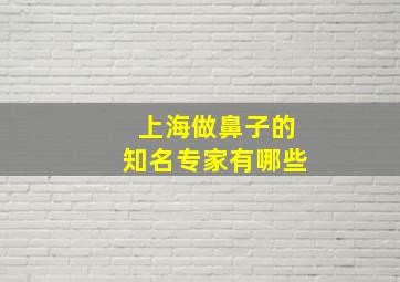 上海做鼻子的知名专家有哪些