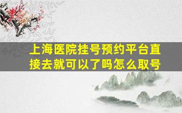 上海医院挂号预约平台直接去就可以了吗怎么取号