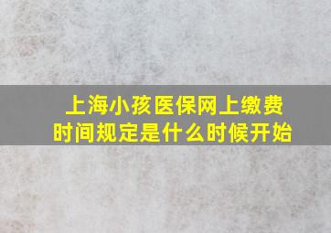 上海小孩医保网上缴费时间规定是什么时候开始