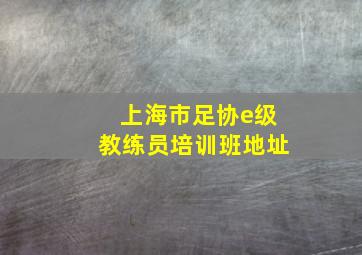 上海市足协e级教练员培训班地址