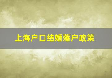 上海户口结婚落户政策