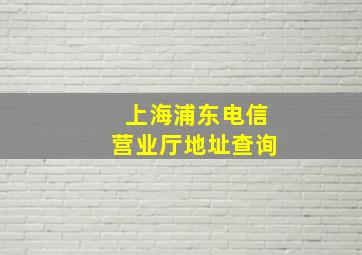 上海浦东电信营业厅地址查询