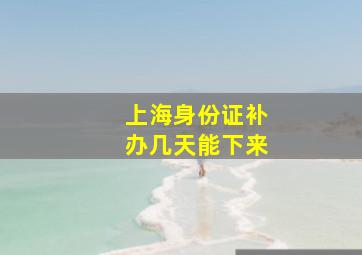 上海身份证补办几天能下来