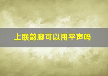 上联韵脚可以用平声吗