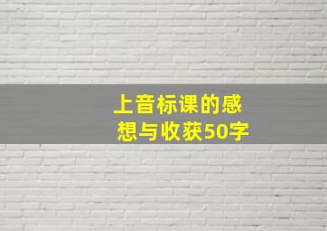 上音标课的感想与收获50字