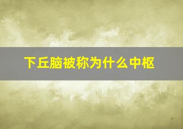 下丘脑被称为什么中枢