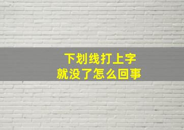 下划线打上字就没了怎么回事