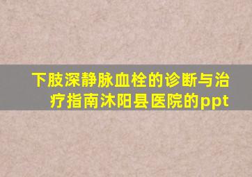 下肢深静脉血栓的诊断与治疗指南沐阳县医院的ppt