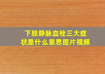 下肢静脉血栓三大症状是什么意思图片视频