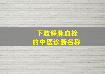 下肢静脉血栓的中医诊断名称