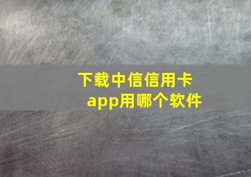 下载中信信用卡app用哪个软件