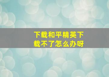 下载和平精英下载不了怎么办呀