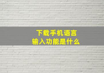 下载手机语言输入功能是什么