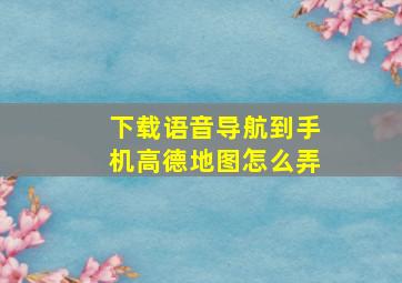 下载语音导航到手机高德地图怎么弄