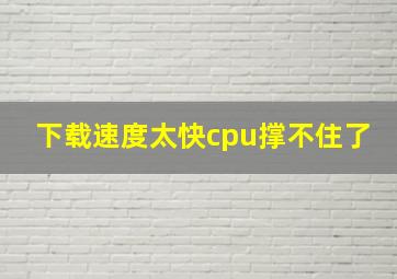 下载速度太快cpu撑不住了