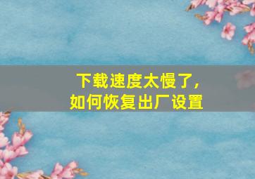 下载速度太慢了,如何恢复出厂设置