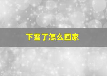 下雪了怎么回家