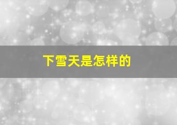 下雪天是怎样的