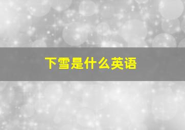 下雪是什么英语