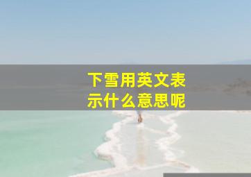 下雪用英文表示什么意思呢