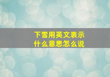 下雪用英文表示什么意思怎么说