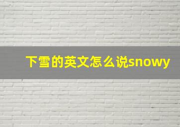 下雪的英文怎么说snowy