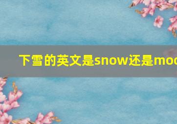 下雪的英文是snow还是moon