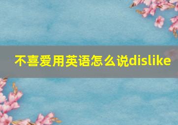 不喜爱用英语怎么说dislike