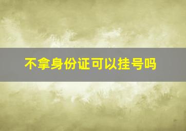 不拿身份证可以挂号吗