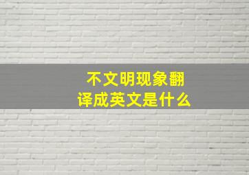 不文明现象翻译成英文是什么