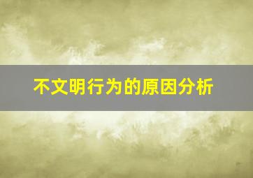 不文明行为的原因分析