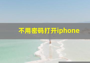 不用密码打开iphone