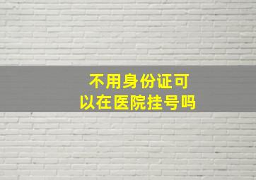 不用身份证可以在医院挂号吗