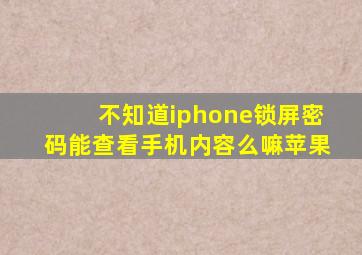 不知道iphone锁屏密码能查看手机内容么嘛苹果