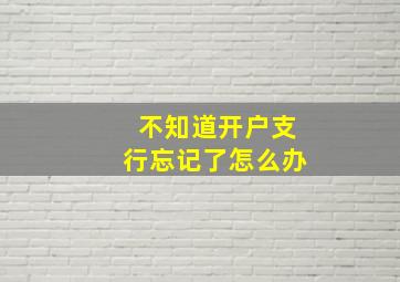 不知道开户支行忘记了怎么办