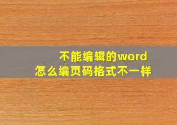 不能编辑的word怎么编页码格式不一样