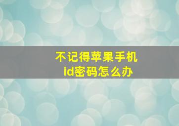 不记得苹果手机id密码怎么办