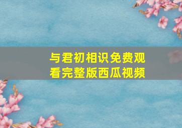 与君初相识免费观看完整版西瓜视频