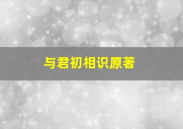 与君初相识原著