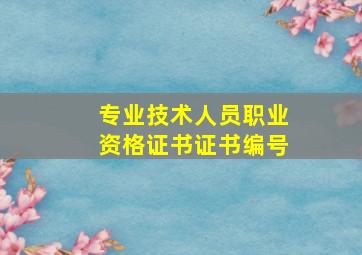 专业技术人员职业资格证书证书编号