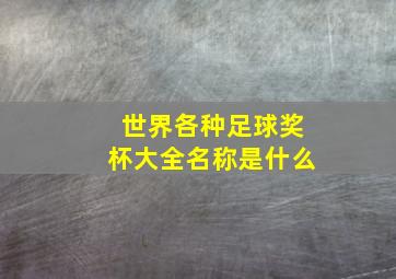 世界各种足球奖杯大全名称是什么