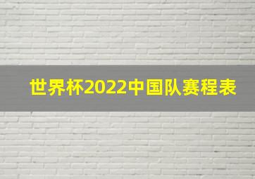 世界杯2022中国队赛程表