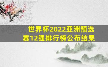 世界杯2022亚洲预选赛12强排行榜公布结果