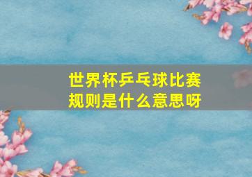 世界杯乒乓球比赛规则是什么意思呀