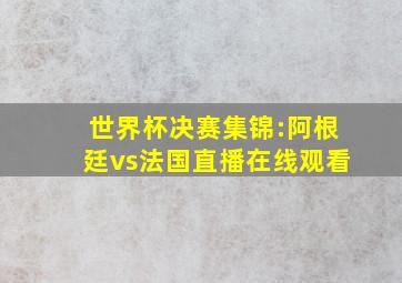 世界杯决赛集锦:阿根廷vs法国直播在线观看